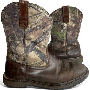 Ariat Camouflage Camo Brown Leather Western Cowboy Work Boots Men's 10.5 EE